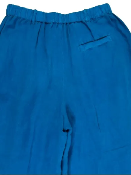 Young Fabulous and Broke Wide Leg Linen Blend Pants in Teal Blue - Image 5
