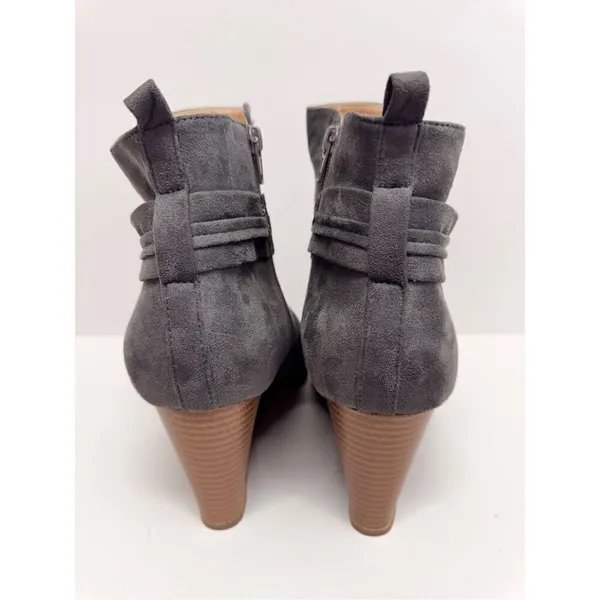 Journee Collection Womens‎ Size 11 Gray Sabeena Booties Wedge Heel Zip - Image 9