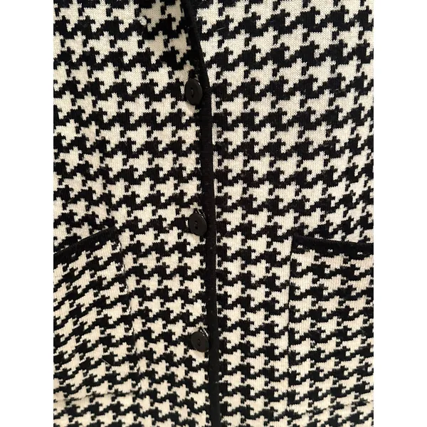 Mendocino 100%‎ Merino Wool Houndstooth Knit Cardigan Blazer Medium - Image 5