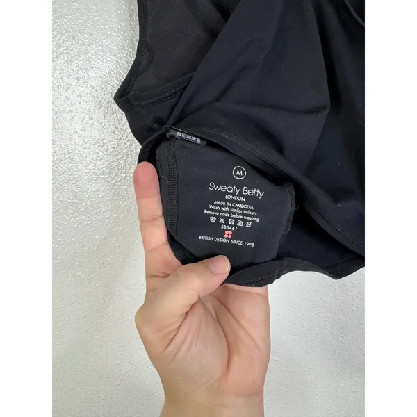 Sweaty Betty Stamina Workout Tank Top Black Built In Bra Crop SB5461 Size M - Image 4