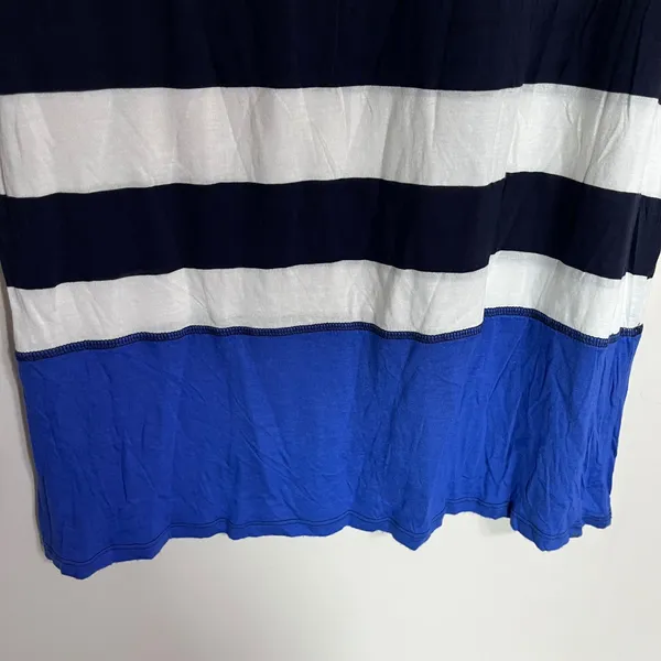 Aeropostale Navy White Striped Maxi‎ Skirt Blue Colorblock Hem Size Small Y2K - Image 2