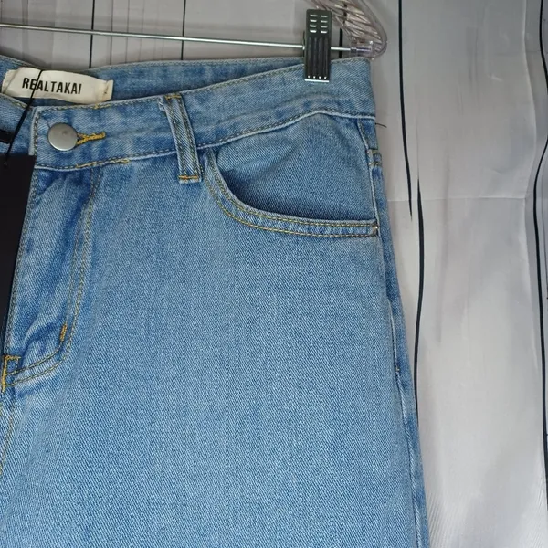 RealTakai Barrel Leg Baggy Light Wash Blue Denim Jeans NWT - Image 7