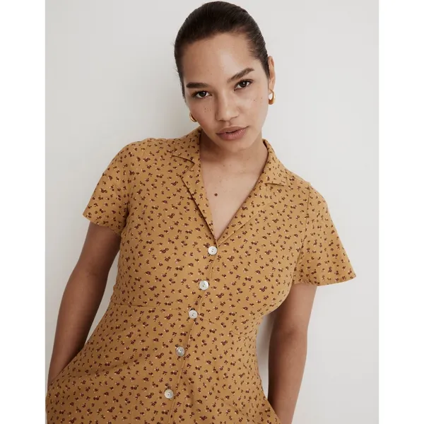 Madewell Kacie Mini Shirtdress Bitsy Bouquet Yellow Floral Size 10 - Image 5