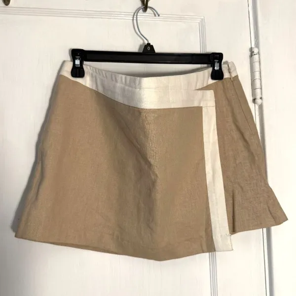 Abercrombie and Fitch Tan Linen Blend Wrap Skort Skirt Size M NWT - Image 2