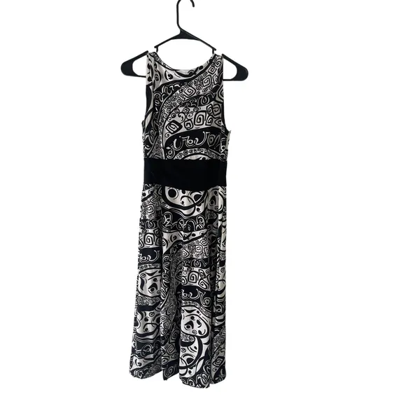 Kupcake Vintage Y2k Women's Size 8 Black White Tie Artsy Midi‎ Dress - Image 5