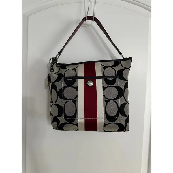 Coach Hamptons Weekend Signature Stripe Shoulder Bag - Image 2