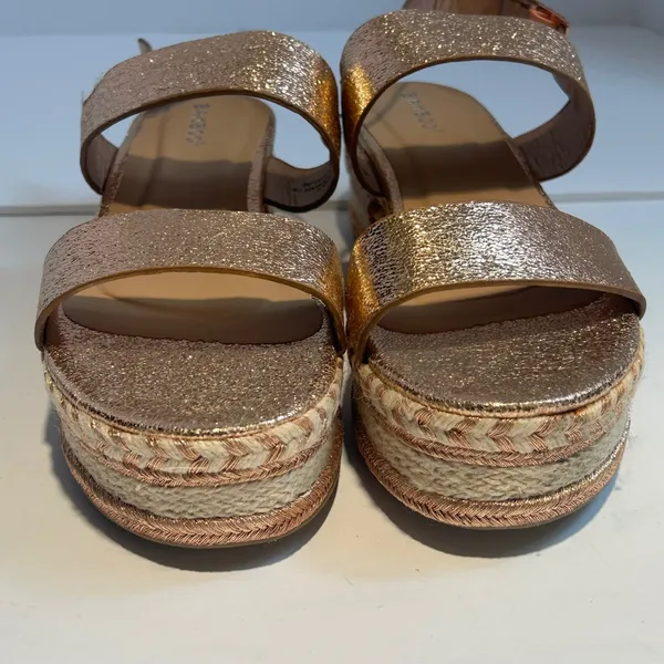 Bamboo Infinity-05M Rose Gold Metallic Espadrille Platform Wedge Sandals 8.5‎ - Image 3