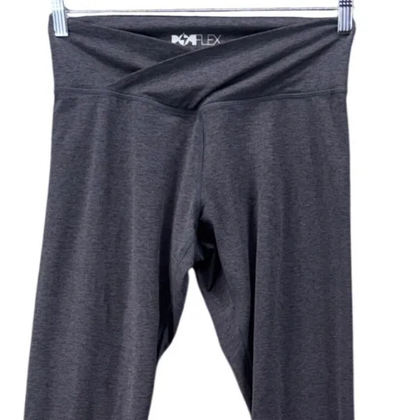 Popflex Gray Crossover Cropped Leggings Size Large Heathered Activewear Yoga - Image 3