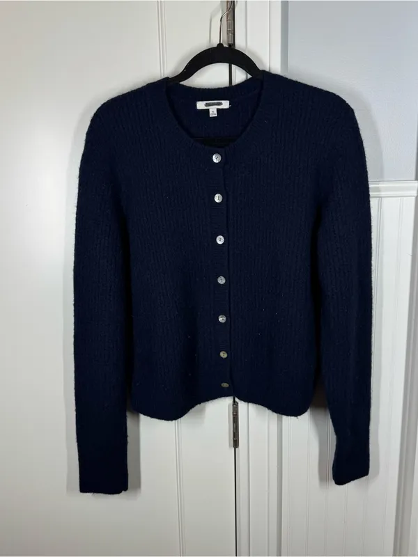 Madewell CloudSoft Cardigan juniper berry Blue Button Sweater‎ NY439 90s Y2K XL - Image 2