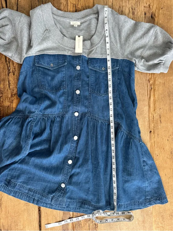 NWT Anthropologie Pilcro Denim Sweatshirt Twofer Swing Oversized Dress ~ Small - Image 11