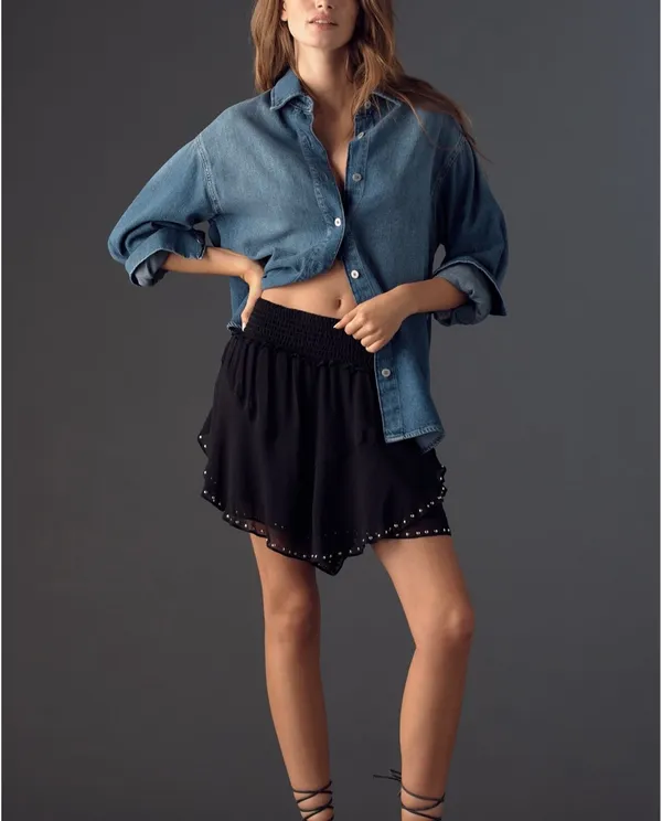 Anthropologie Studded Chiffon Skort - Image 5