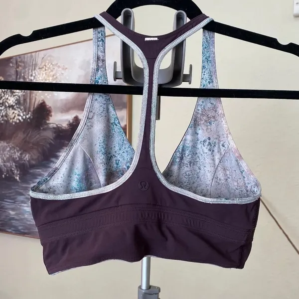 Lululemon‎ reversible retreat bra size 4 new sugar crush purple blue - Image 6