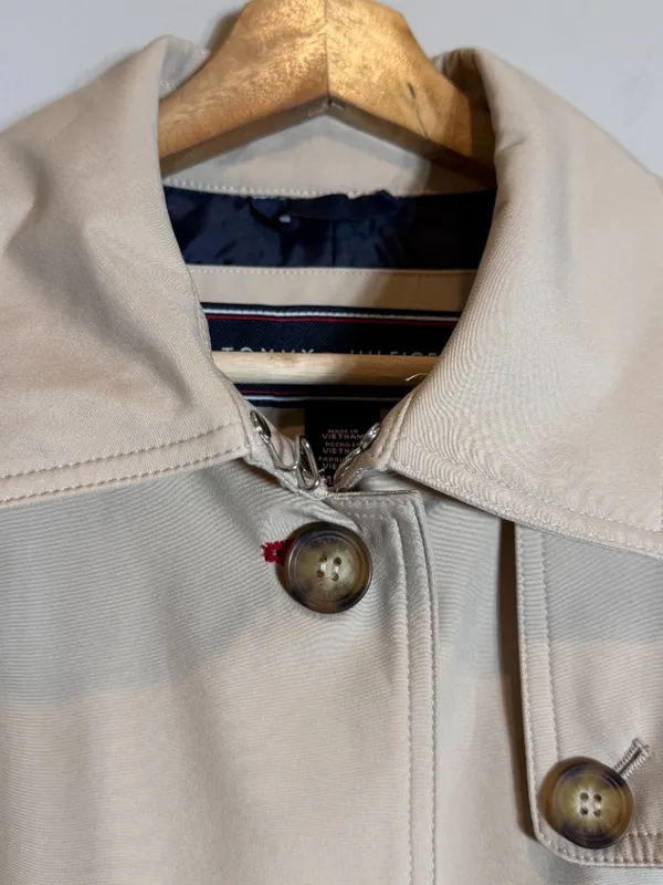 Tommy Hilfiger Belted Trench Coat Womens Medium Beige Lightweight Preppy Classic - Image 8