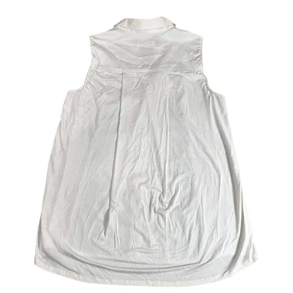 Calvin Klein White Sleeveless Button Front Collared Top Blouse Size Medium NWT - Image 4