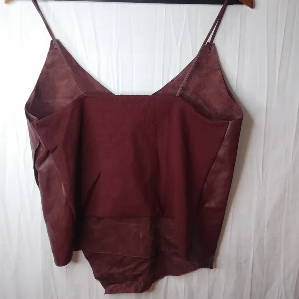 Do+Be M Maroon Leather Biker Flap Top - Image 8