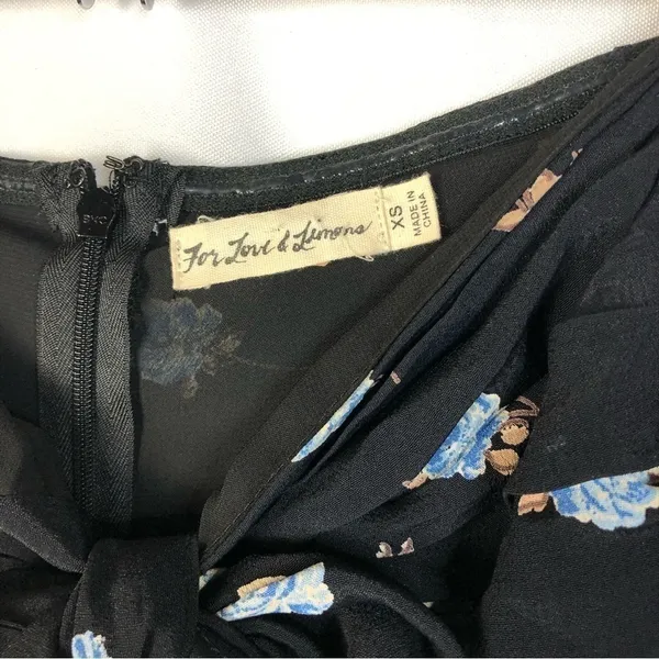 For Love and Lemons Black Tie‎ Front Blue Floral Strapless Mini Dress XS - Image 5
