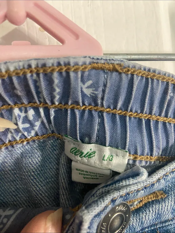 aerie Light Blue Distressed Denim Jean Shorts - Image 2