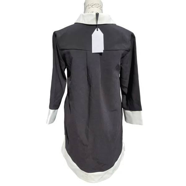 Anthropologie English Factory NWT 41P Black White Colorblock Collared Shift‎ Mini Dress XS - Image 9