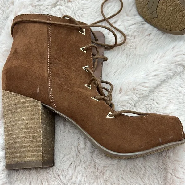 Carlos Santana lace up brown block heel booties Brown Size 10 - Image 7