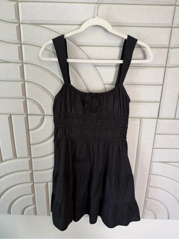 Aritzia Sunday Best Martine Poplin Dress Black Medium Cotton Sleeveless - Image 2