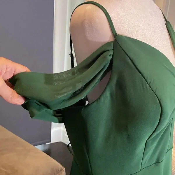 Women’s Full Length Green Chiffon Bridesmaid Party Prom Dress Corset Back 14 - Image 3