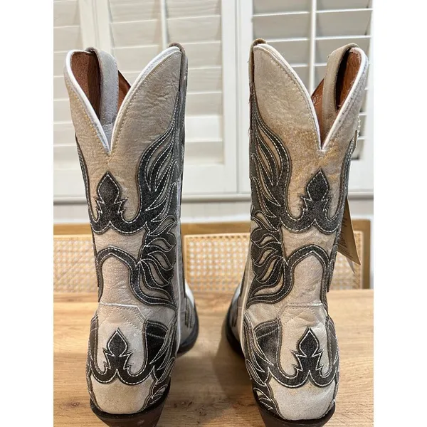 Dan Post Ndulgence Cowboy Boots Snip Toe Leather White Black Size 8 NWT Western - Image 11