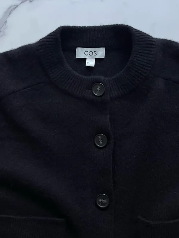 COS Cropped Wool Cardigan black Sz Small - Image 6
