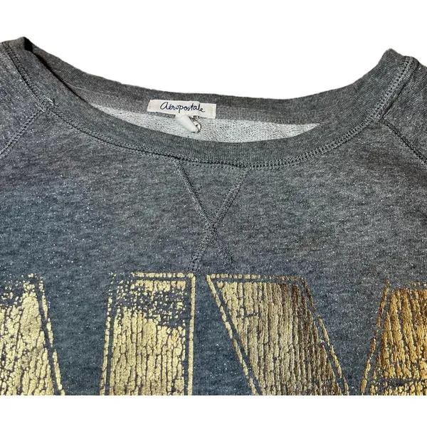 Aeropostale Womens Size XL NY Crewneck Sweatshirt‎ Grey Distressed Graphic Y2K - Image 6