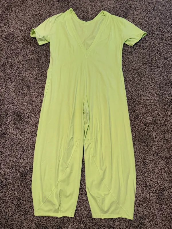 Free People Jumpsuit Wide-Leg Yellow/Green - Image 4