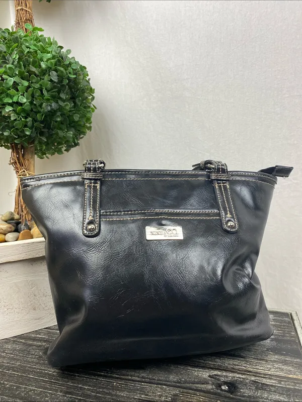 Nine West 100% Leather Black Shoulder Tote Bag - Image 2