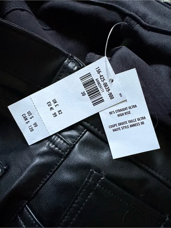 Abercrombie&Fitch The ‘90s Straight Ultra High Rise Faux Leather Pants NWT 30/10 - Image 8