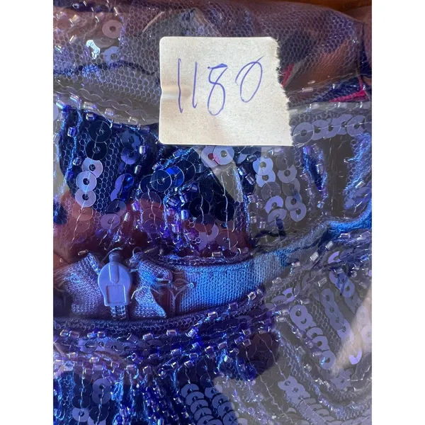 Md Blue Sequin Dress‎ Art Deco Beaded Flapper Party Great Gatsby Speak Easy 1920 - Image 4