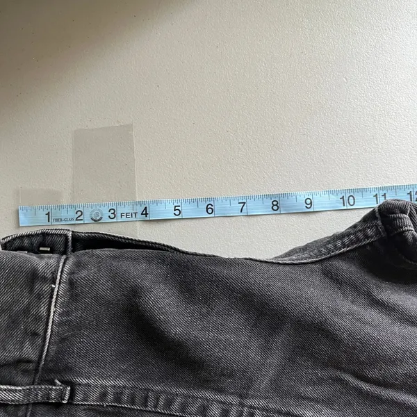 Express 70s Flare Mid Rise‎ Washed Black Denim Jeans 4R 007151638 - Image 7