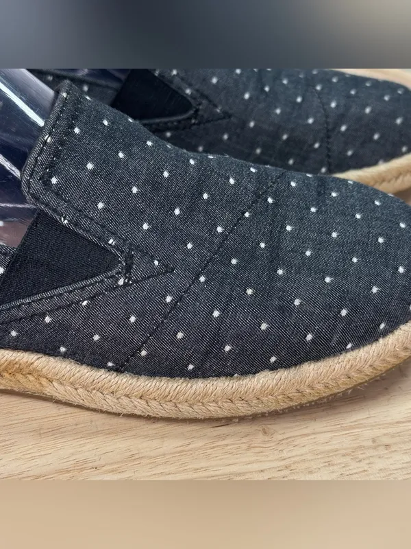 Toms Alpargata Polkadot Espadrille Canvas‎ Slip On Flats Shoes Black White 7.5 - Image 7