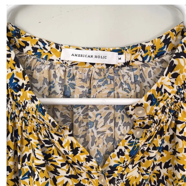American Holic Floral Print Blouse Top Long Sleeve Button Down‎ Womens Medium - Image 2