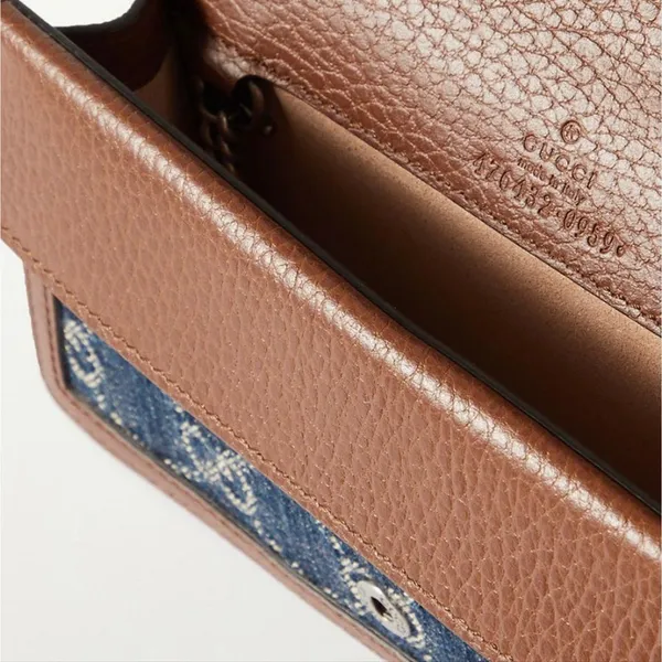 GUCCI Dionysus super mini GG logo denim chain crossbody bag - Image 5