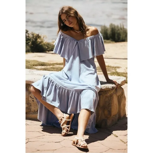Free People Lynne Midi Dress in Lavender Luster Periwinkle Small NWT Beach Boho - Image 5