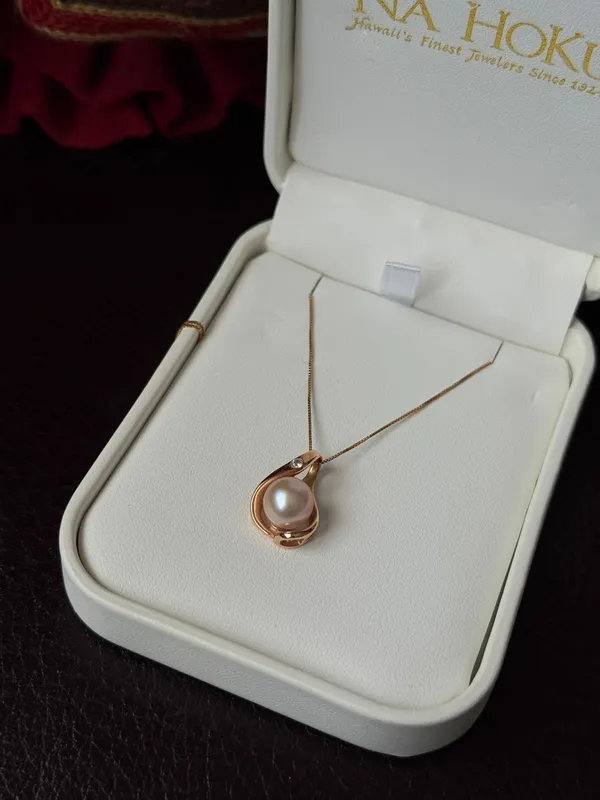 Na Hoku Rose Gold Pearl Pendant Necklace pre used - Image 9