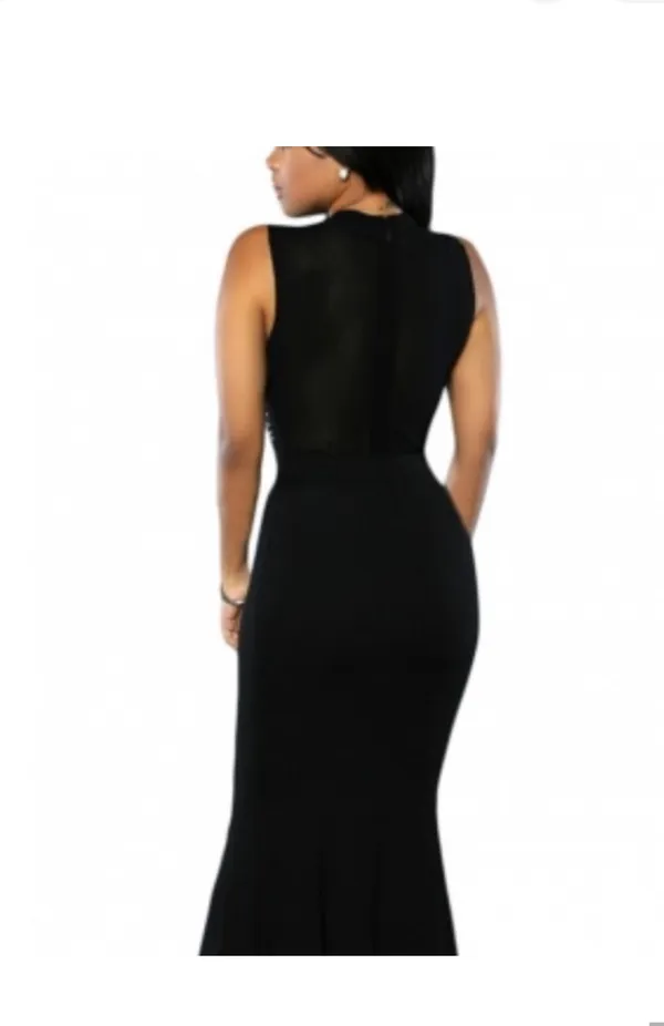 Size Large Long Rhinestone black sleeveless dress - Image 2