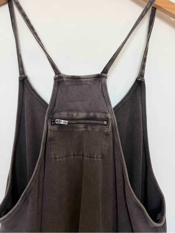 Free People Washed Black Spaghetti-Strap Jumpsuit - Image 9