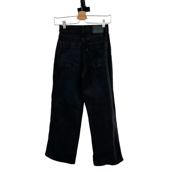 Levi's Mile High Wide Leg‎ Cropped Jeans Black Denim Size 24 - Image 6