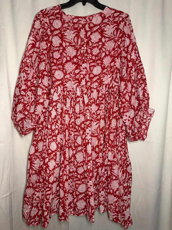 Daughters of India Kyra Mini Dress‎ Saffron Red White Floral Size XL - Image 3
