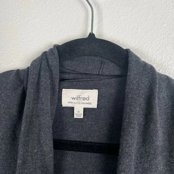 Wilfred Aritzia Womens Open Front Knit Silk Cashmere Blend‎ Cardigan Gray Sz M - Image 2