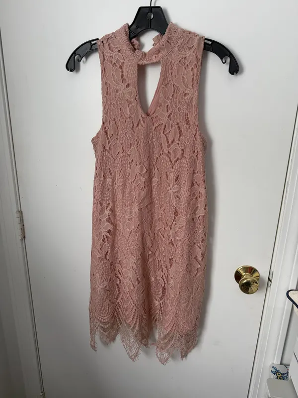 Dusty rose sleeveless lace dress - Image 2