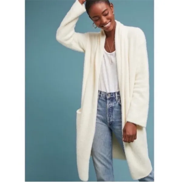 Sleeping On Snow Cardigan Alpaca Wool Longline Anthropologie Cream Size S - Image 3