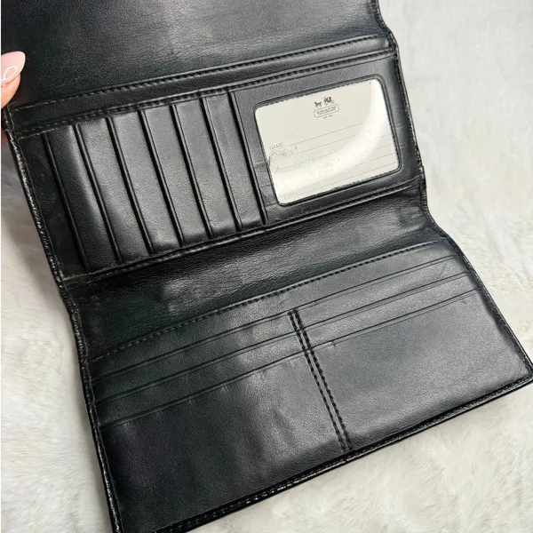 COACH Black Signature Canvas Wallet - Image 4