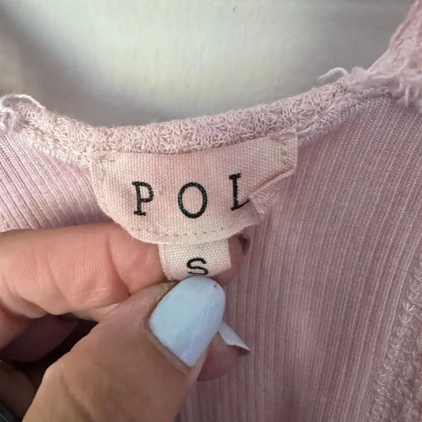 POL Flowy Oversized Lace Tank Top With Button Detail Pink Size S - Image 3