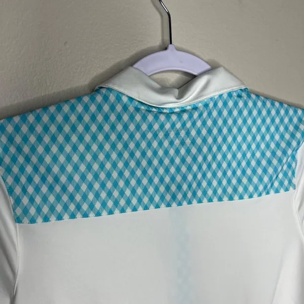 Nike Golf Tour Performance Women's Polo Shirt Dri-Fit Medium White &‎ Blue - Image 6