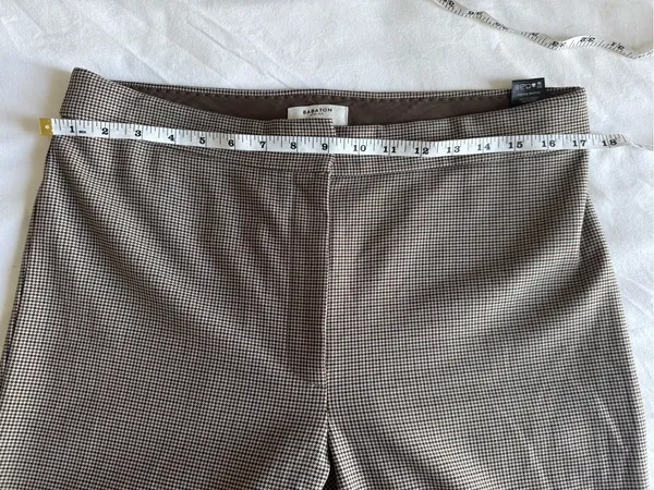 Aritzia Babaton Atelier Beige Brown Houndstooth Pattern Dress Pants Office US 12 - Image 9