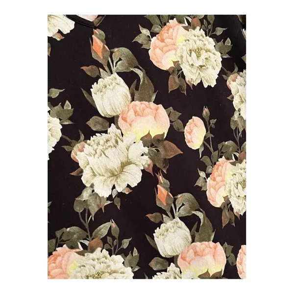 Dice Soft Black Floral Rose‎ Printed Mini Shirt Dress Mock Neck Keyhole Size Xl - Image 5